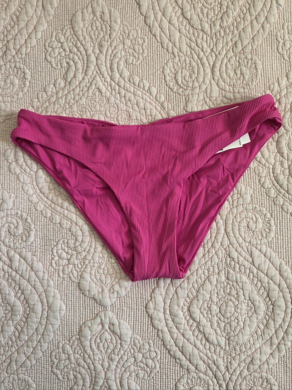 NWT BECCA Ribbed High-Cut Bikini Bottom in Fuchsia